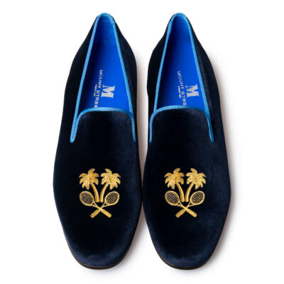 velvet slippers tennis slippers with palm trees in gold embroidery